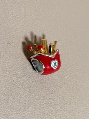 Red Enamel French-Fry 🍟Heart Rhinestone Charm ♥️